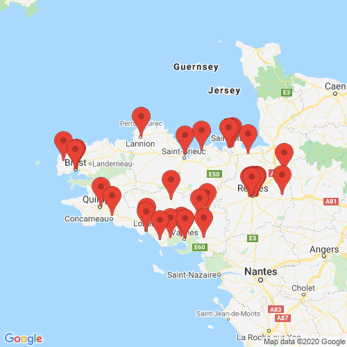 Carte des Escape Games de la région Bretagne