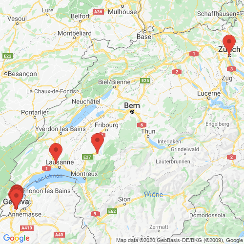 Carte des Escape Games de la région Suisse