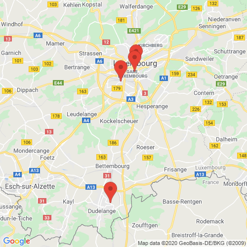 Carte des Escape Games de la région Luxembourg